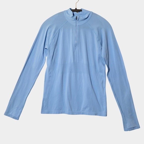 Athleta Tops - Athleta Momentum 1/2 Zip Solid Pullover Light Blue M Activewear Performance NWOT
